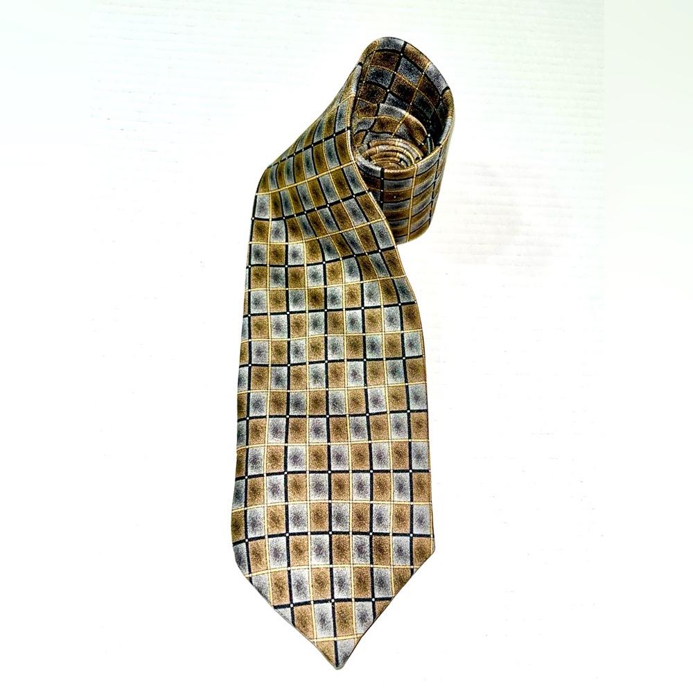 Pierre Balmain Tie Necktie OS Tan 100% Silk Academia Office‎ Vintage